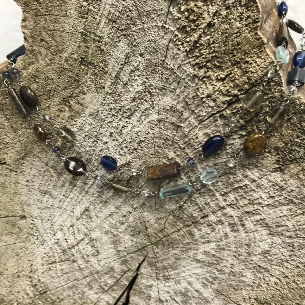 Double Layer Glass and Stone Necklace